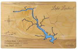 Lake Lookout, NC - Laser Cut Wood Map