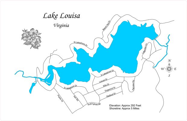 Lake Louisa, Virginia - Laser Cut Wood Map| Personal Handcrafted Displays