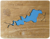 Lake Louisa, Virginia - Laser Cut Wood Map
