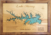 Lake Murray, South Carolina - Laser Cut Wood Map