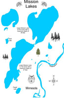Mission Lakes, Minnesota - Laser Cut Wood Map