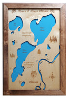 Mission Lakes, Minnesota - Laser Cut Wood Map
