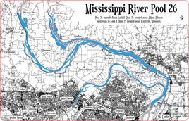 Mississippi River Pool 26 - Laser Cut Wood Map