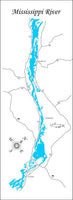 Mississippi River La Cross to Lake Peppin- Laser Cut Wood Map