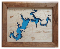 Lake Monroe, Indiana - Laser Cut Wood Map
