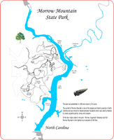 Morrow Mountain State Park, North Carolina  - Laser Cut Wood Map