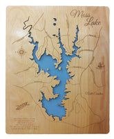 Moss Lake, North Carolina - Laser Cut Wood Map