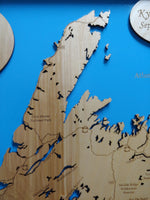 Newfoundland, Canada - laser cut wood map
