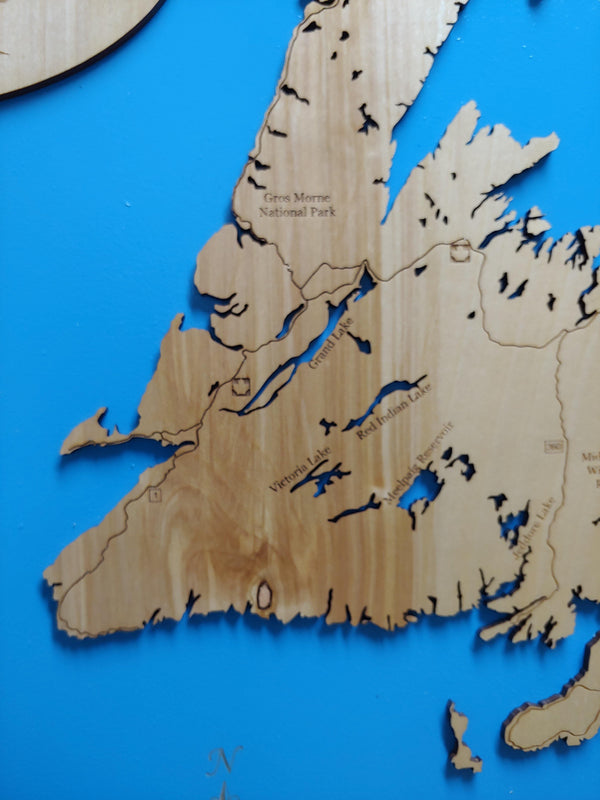 Newfoundland, Canada - laser cut wood map| Personal Handcrafted Displays