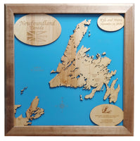 Newfoundland, Canada - laser cut wood map