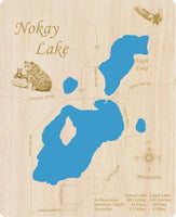 Nokay Lake and Eagle Lake, Minnesota - Laser Cut Wood Map
