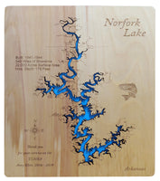 Norfork Lake, Arkansas - Laser Cut Wood Map