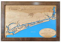 Ocean Isle, North Carolina - laser cut wood map