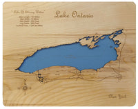 Lake Ontario, New York - Laser Cut Wood Map