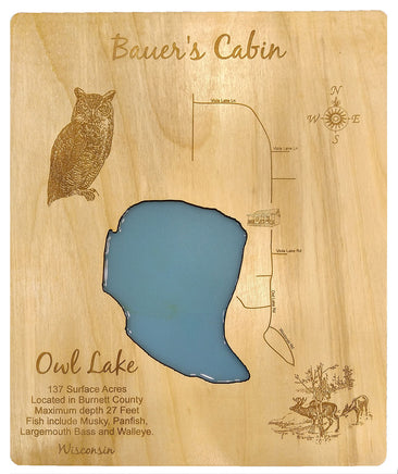 Custom Engraving for customer for Owl Lake