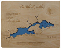 Paradox Lake, New York - laser cut wood map