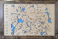 Parry Sound, Ontario - laser cut wood map