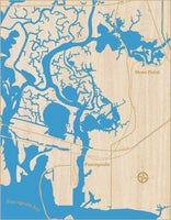 Pascagoula River, Mississippi - laser cut wood map
