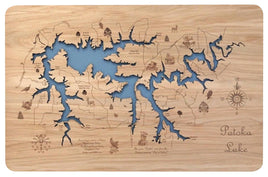 Patoka Lake, Indiana - Laser Cut Wood Map