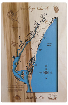 Pawleys Island, South Carolina - laser cut wood map