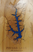Pin Oak Lake, Tennessee - Laser Cut Wood Map