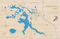 Pokegama Lake, Minnesota - laser cut wood map