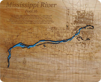 Pool 16 of the Mississippi River - Laser Cut Wood Map