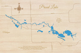 Proud Lake, Michigan - laser cut wood map