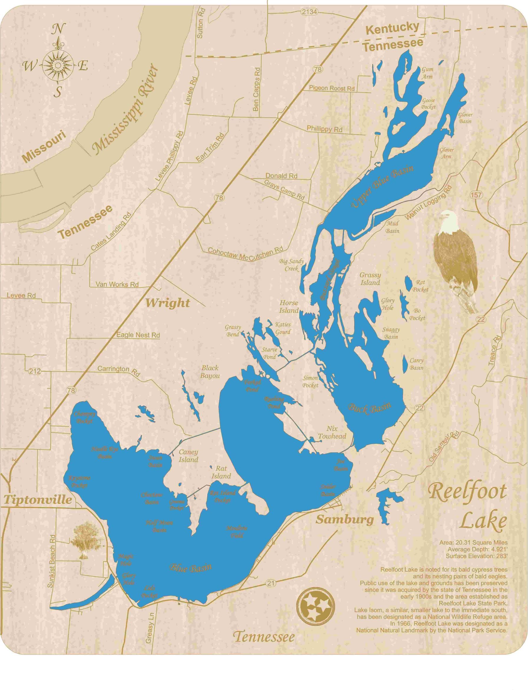 Reelfoot Lake, TN-MO-KY (1967, 62500-Scale) Map by United States