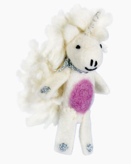 Snowflake Unicorn Felted Ornament