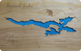 Sproat Lake, British Columbia, Canada - laser cut wood map