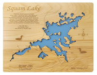 Squam Lake, New Hampshire - laser cut wood map