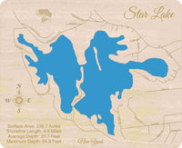 Star Lake, New York - laser cut wood map