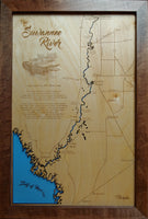 Suwanee River, Florida - laser cut wood map
