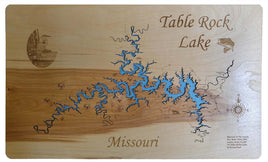 Table Rock Lake, Missouri - laser cut wood map