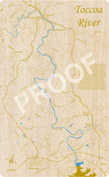 Toccoa River, Georgia - Laser Cut Wood Map