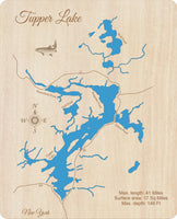 Tupper Lake, New York - laser cut wood map