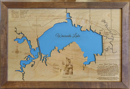 Waconda Lake, Kansas - laser cut wood map