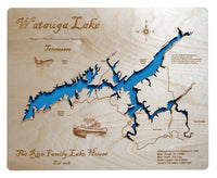 Watauga Lake, Tennessee - Laser Cut Wood Map