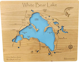 White Bear Lake, Minnesota - laser cut wood map