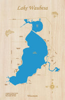 Lake Waubesa, Wisconsin - laser cut wood map