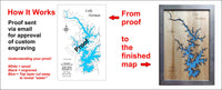 Portage Lake, Crooked and Sugar Bay, Hanks Lake, MN-laser cut wood map