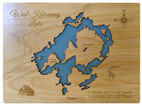 West Kabenung Lake, Ontario - laser cut wood map