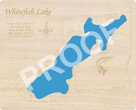 Whitefish Lake, Wisconsin - laser cut wood map