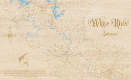 White River, Arkansas - Laser Cut Wood Map