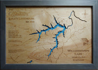 Williamstown Lake, Kentucky - Laser Cut Wood Map