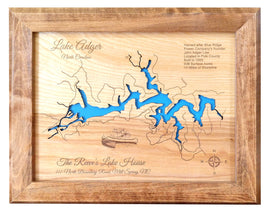 Lake Adger, North Carolina - Laser Cut Wood Map