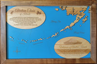 The Aleutian Chain in Alaska - Coastal Map - laser cut wood map
