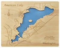American Lake, Washington- Laser Cut Wood Map