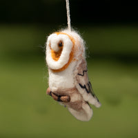 Barn Owl Felted Bird Ornament